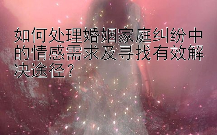 如何处理婚姻家庭纠纷中的情感需求及寻找有效解决途径？