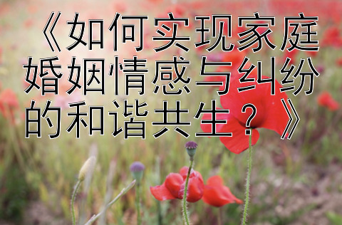 《如何实现家庭婚姻情感与纠纷的和谐共生？》