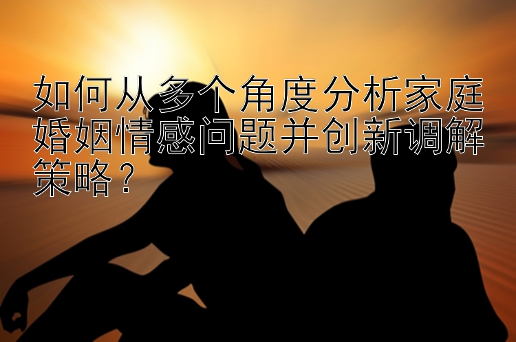 如何从多个角度分析家庭婚姻情感问题并创新调解策略？