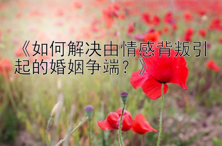 《如何解决由情感背叛引起的婚姻争端？》