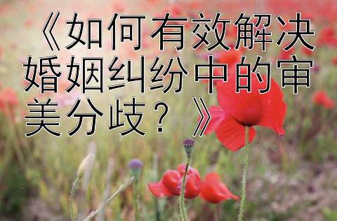 《如何有效解决婚姻纠纷中的审美分歧？》